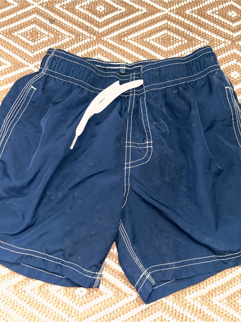 Sundek Boys Navy Blue Swim Trunks with White Drawcord